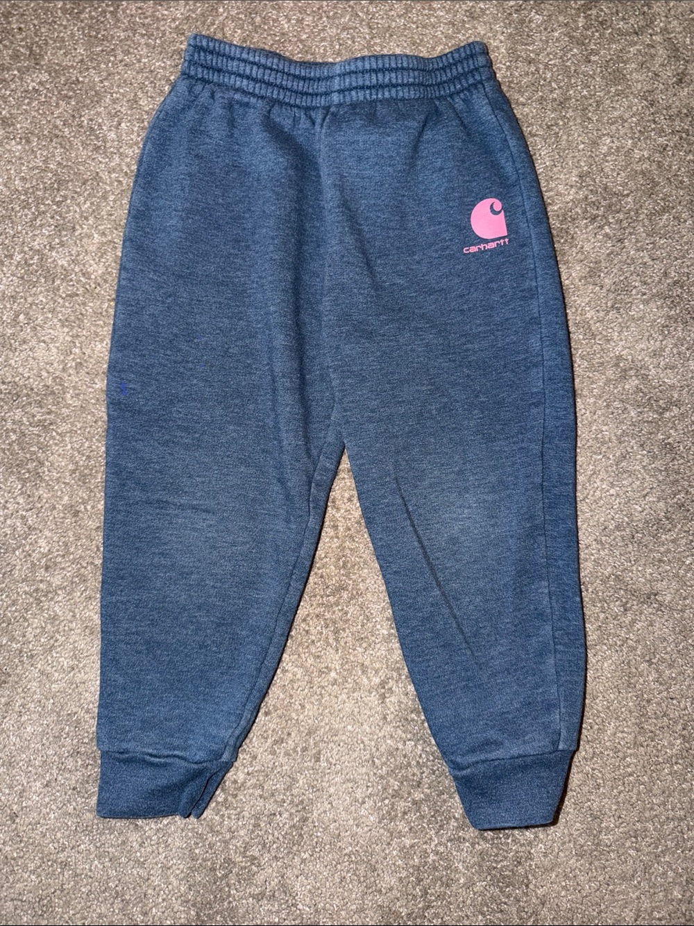 Carhartt Kids Blue Sweatpants with Pink Logo